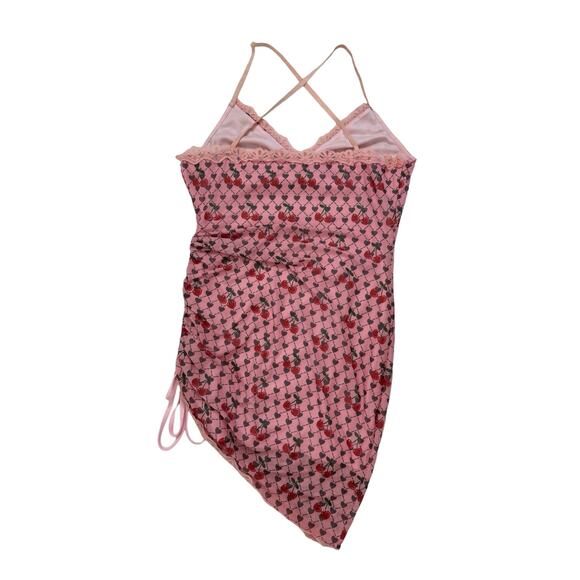 CIDER Cherry Heart Mini Dress Sz XL Women Barbiecore Lace Strappy Date Festival - Picture 5 of 8